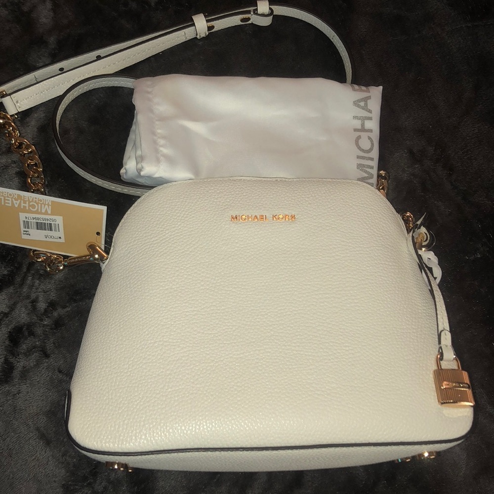 Micheal Kors White Messenger Leather